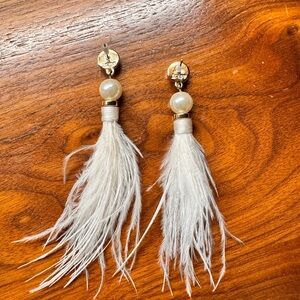 J Crew Feather Drop Earrings